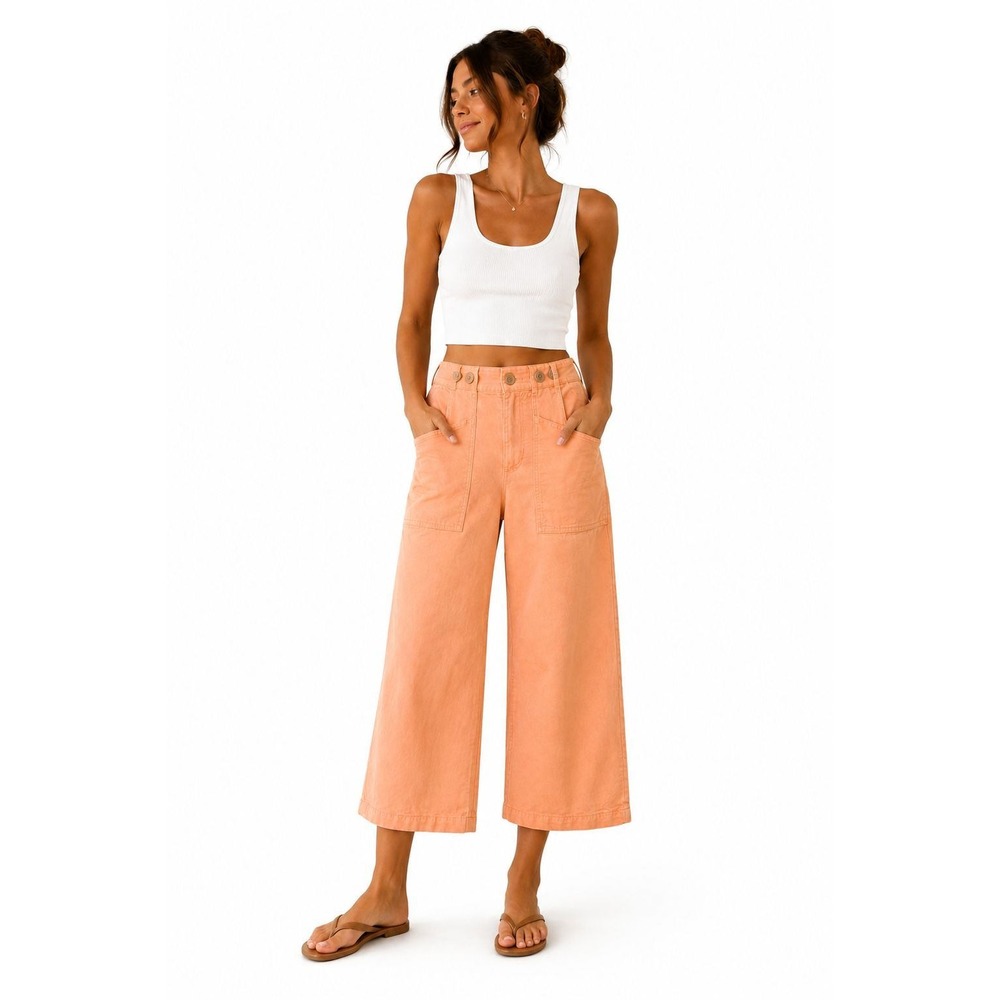 Pilcro Anthropologie Size 30 Peach Wide Leg Crop Pants Coastal Euro Summer